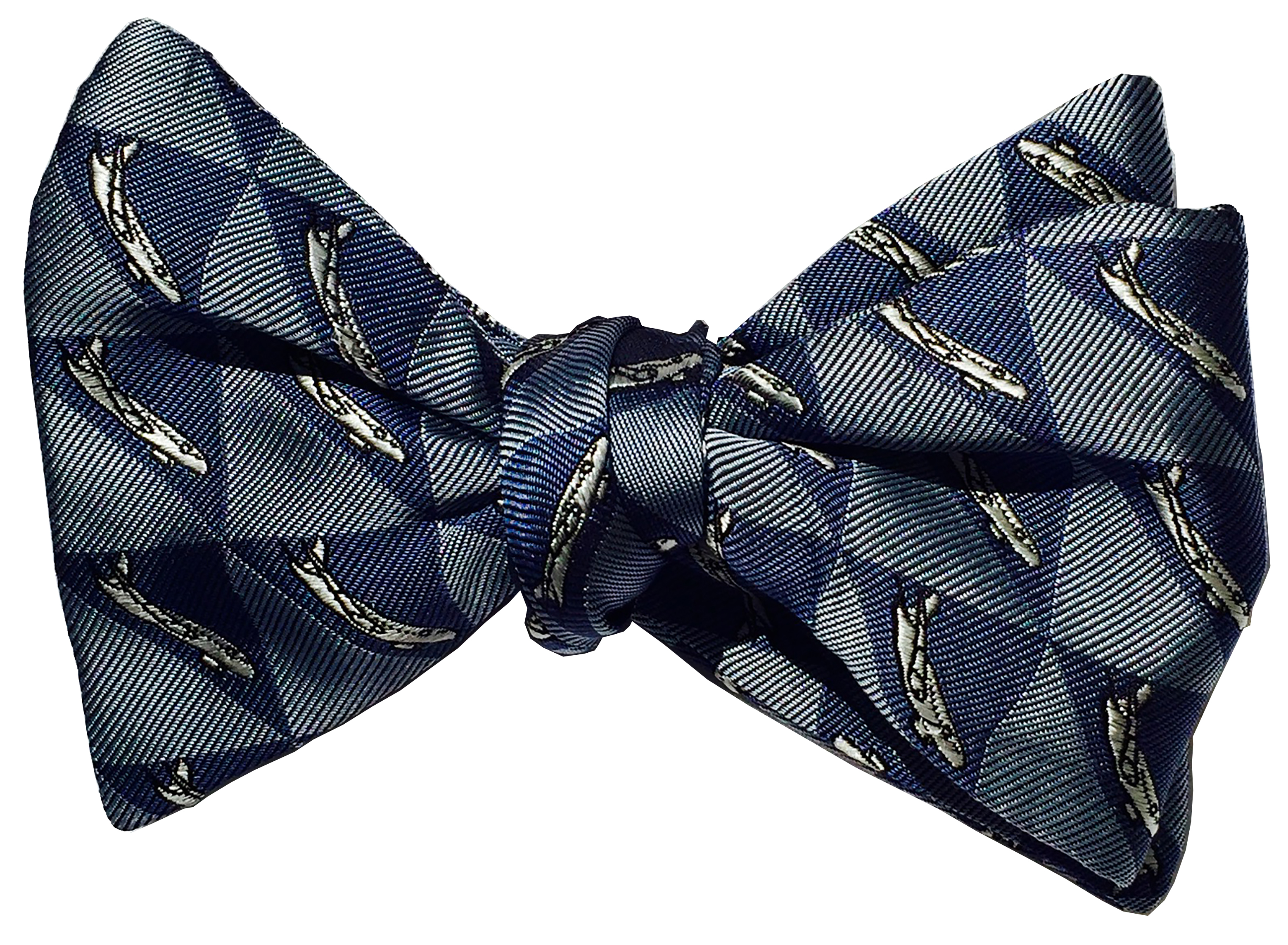 Airbus 320 airliner silk bow tie in grey blue and indigo