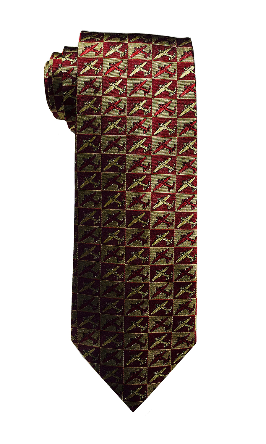 Avro Lancaster warbird airplane tie in ruby and gold