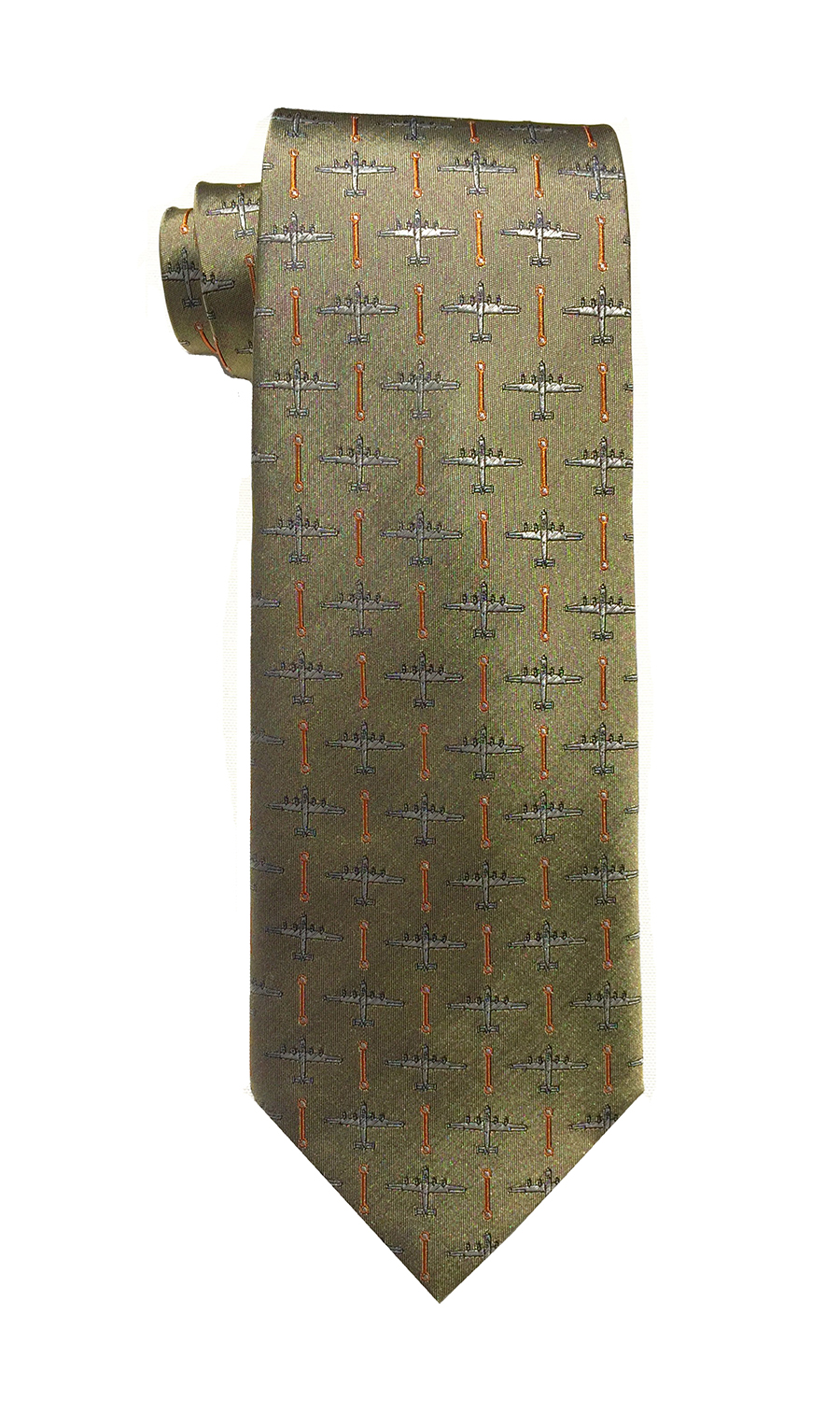 B-24 Liberator airplane tie in gold