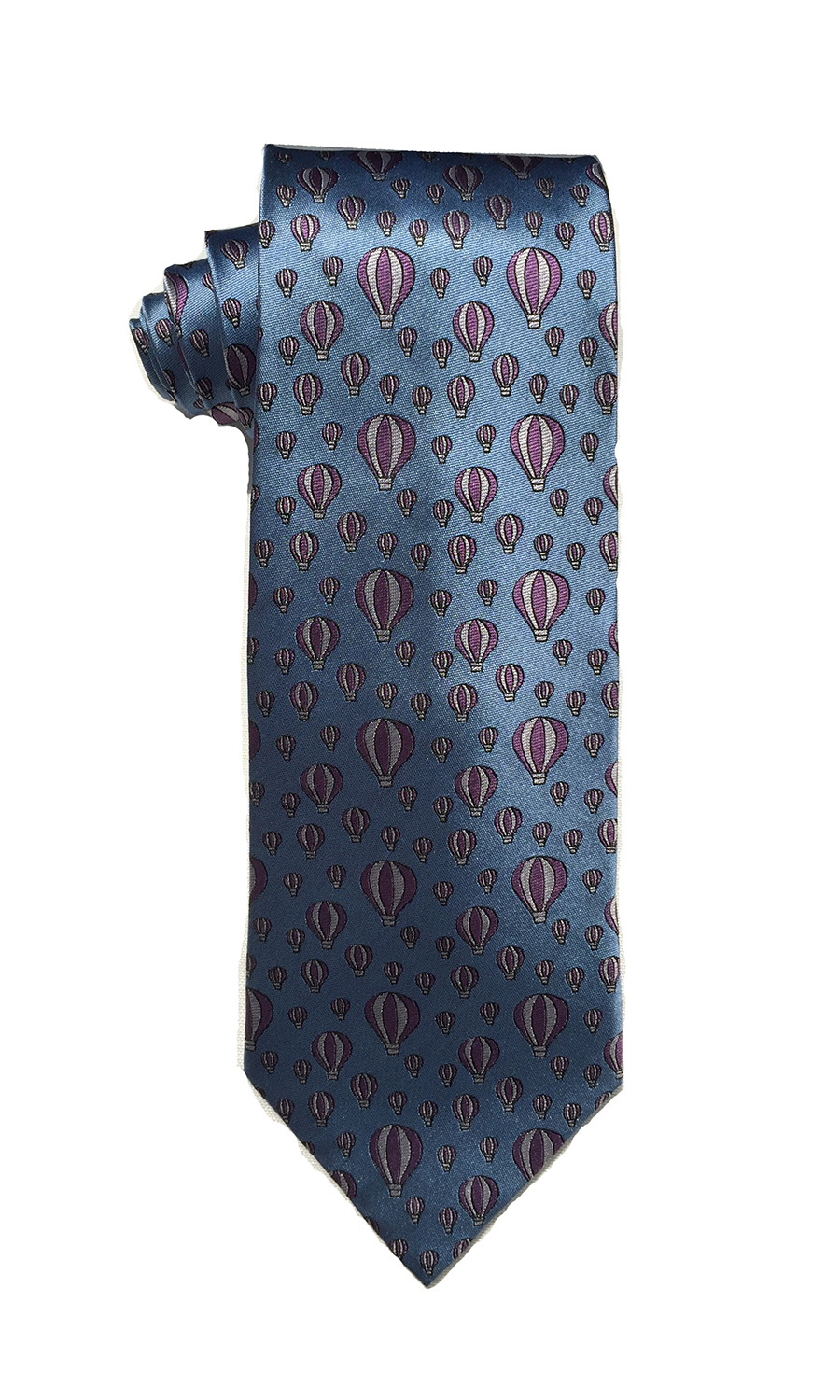 Hot air balloon tie in light blue and lavender