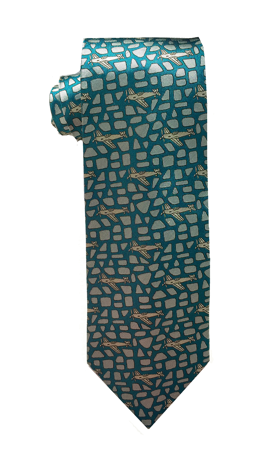 Messerschmitt airplane tie in summer teal