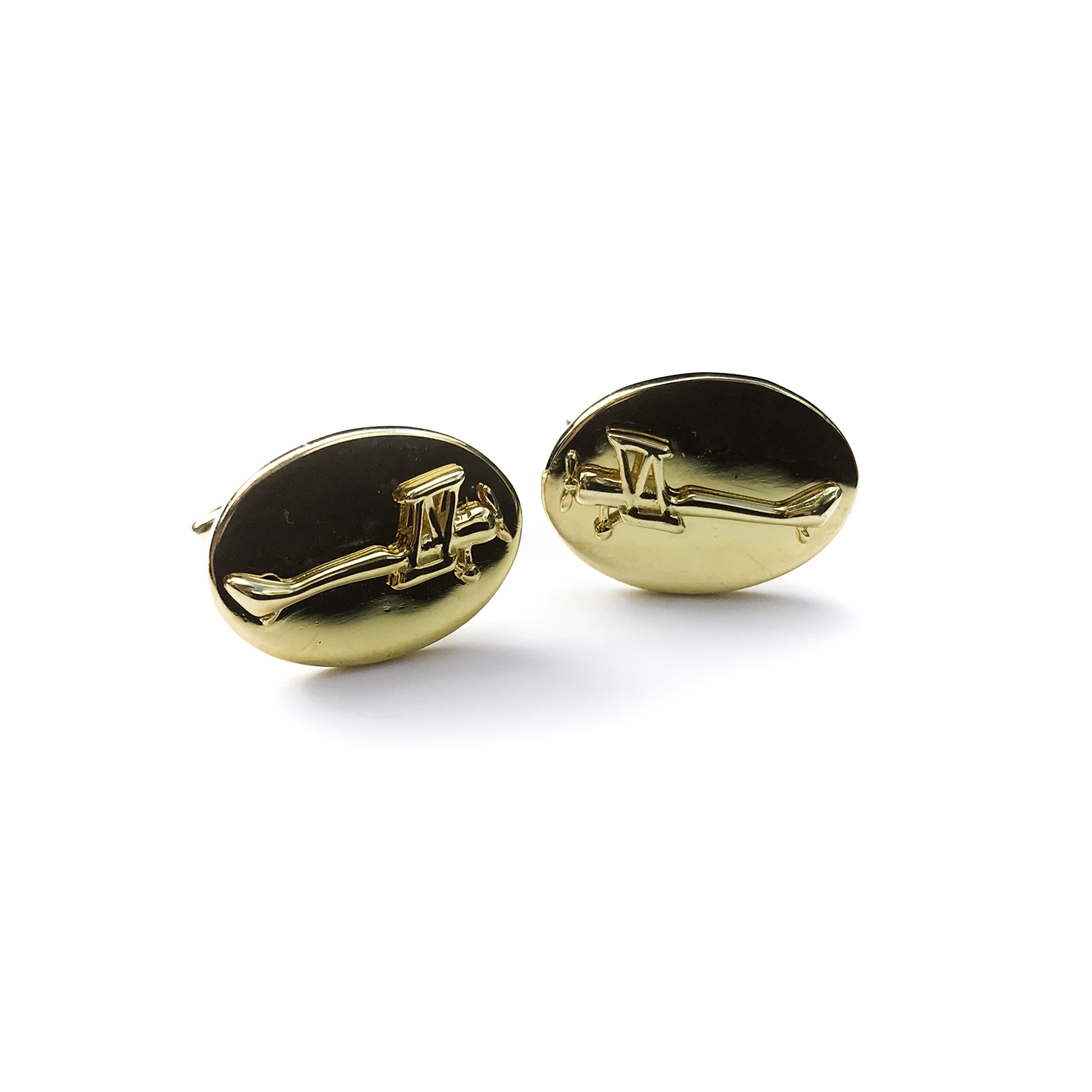 Biplane cufflinks in gold