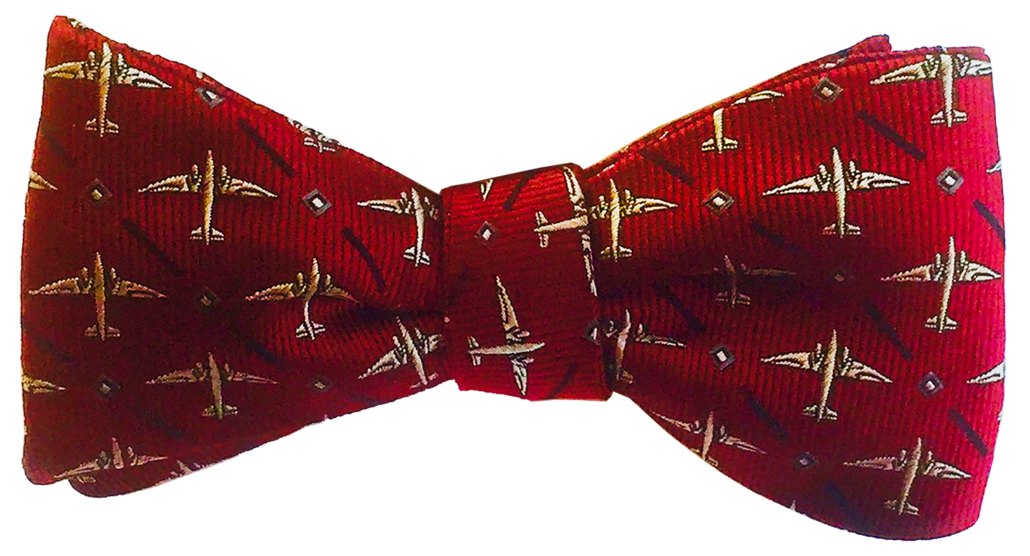 doppeldecker design designer aviation airplane aircraft silk bow tie bowtie dc-3 dc3 c47 c-47