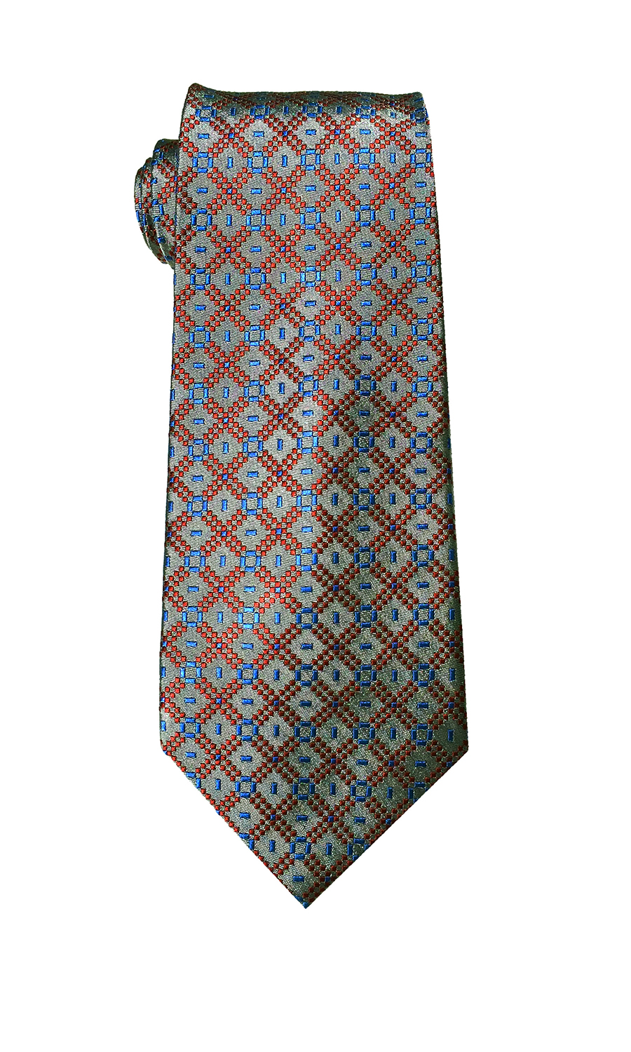 Delta Tango tie in light grey and red