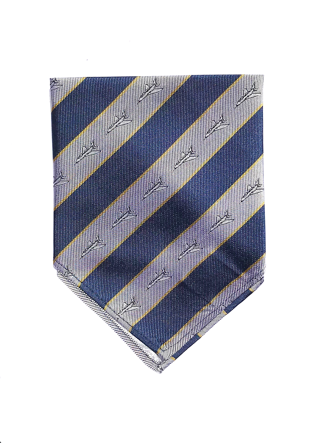 F-100 fighter jet pocket square in navy and silver