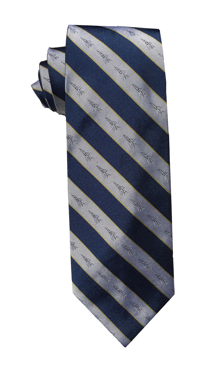 F-100 fighter jet tie in navy and silver