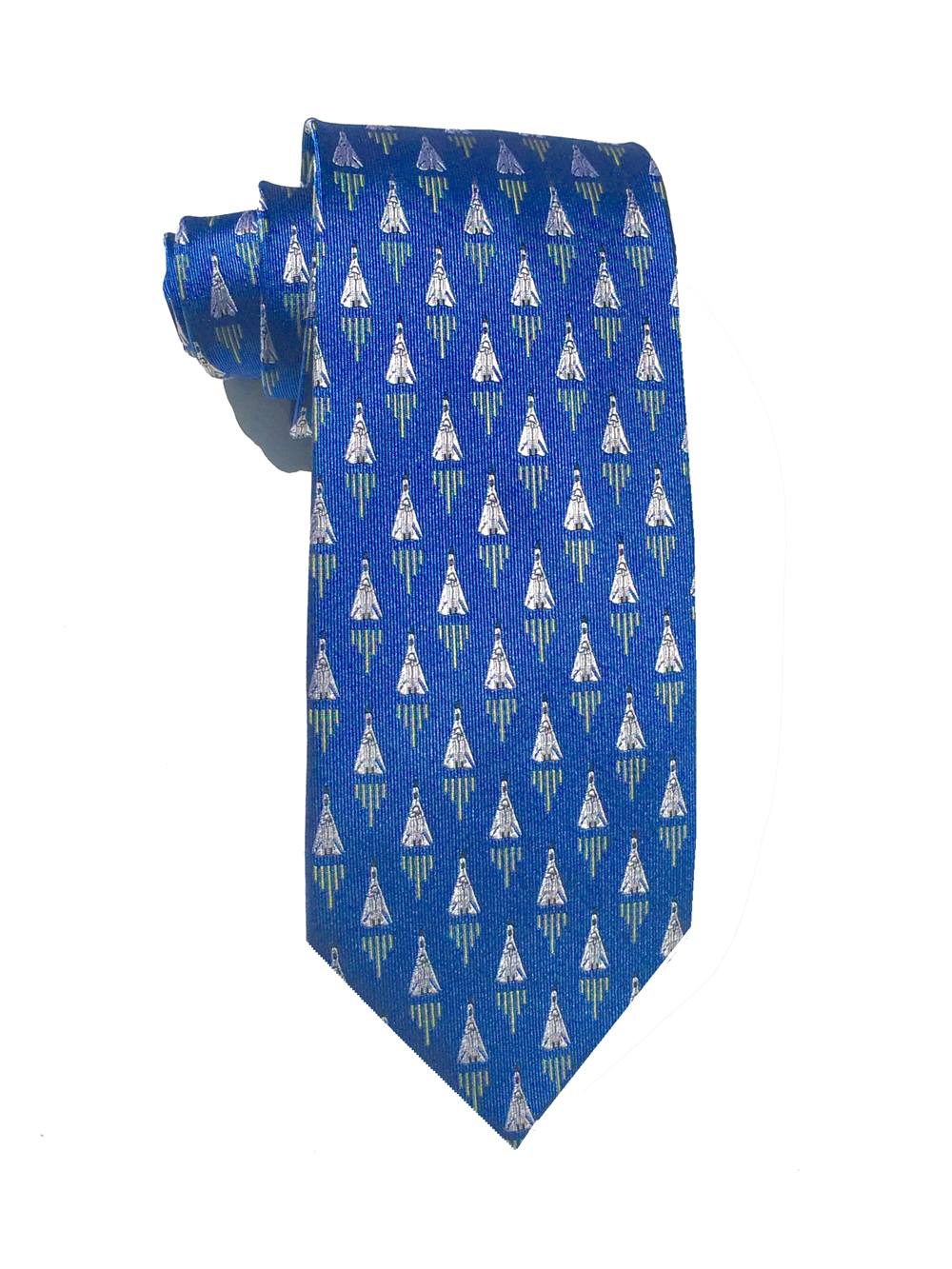 F-111 Aardvark jet tie in bright blue