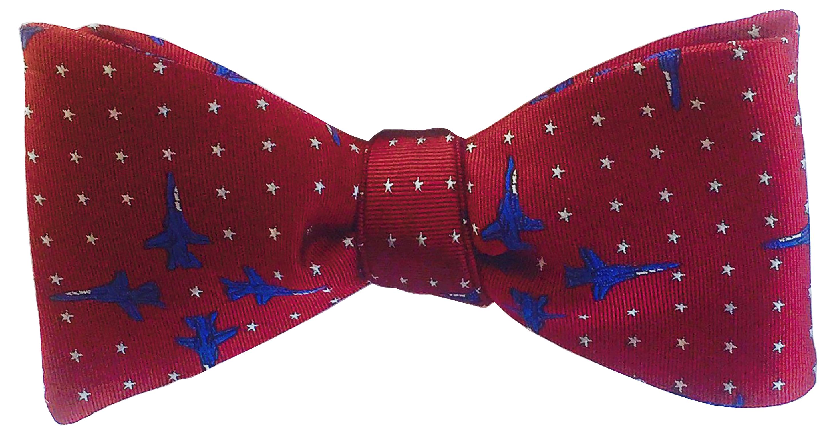 F-14 fighter jet bow tie in deep red