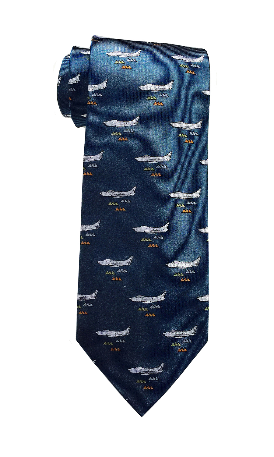 F-86 Sabre airplane tie in deep teal