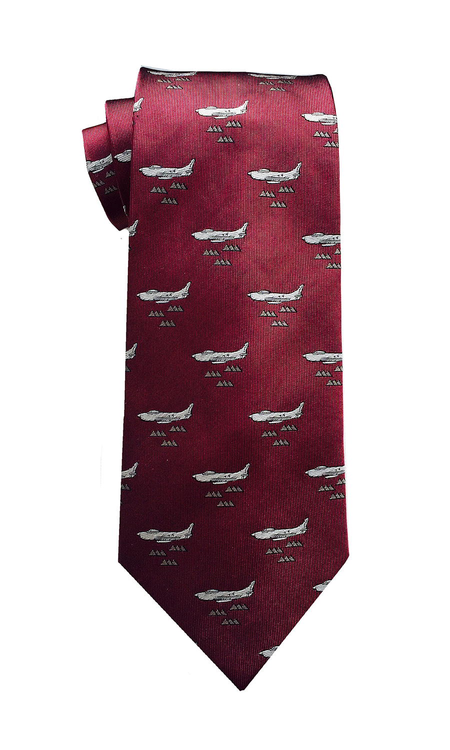 F-86 Sabre airplane tie in plum red
