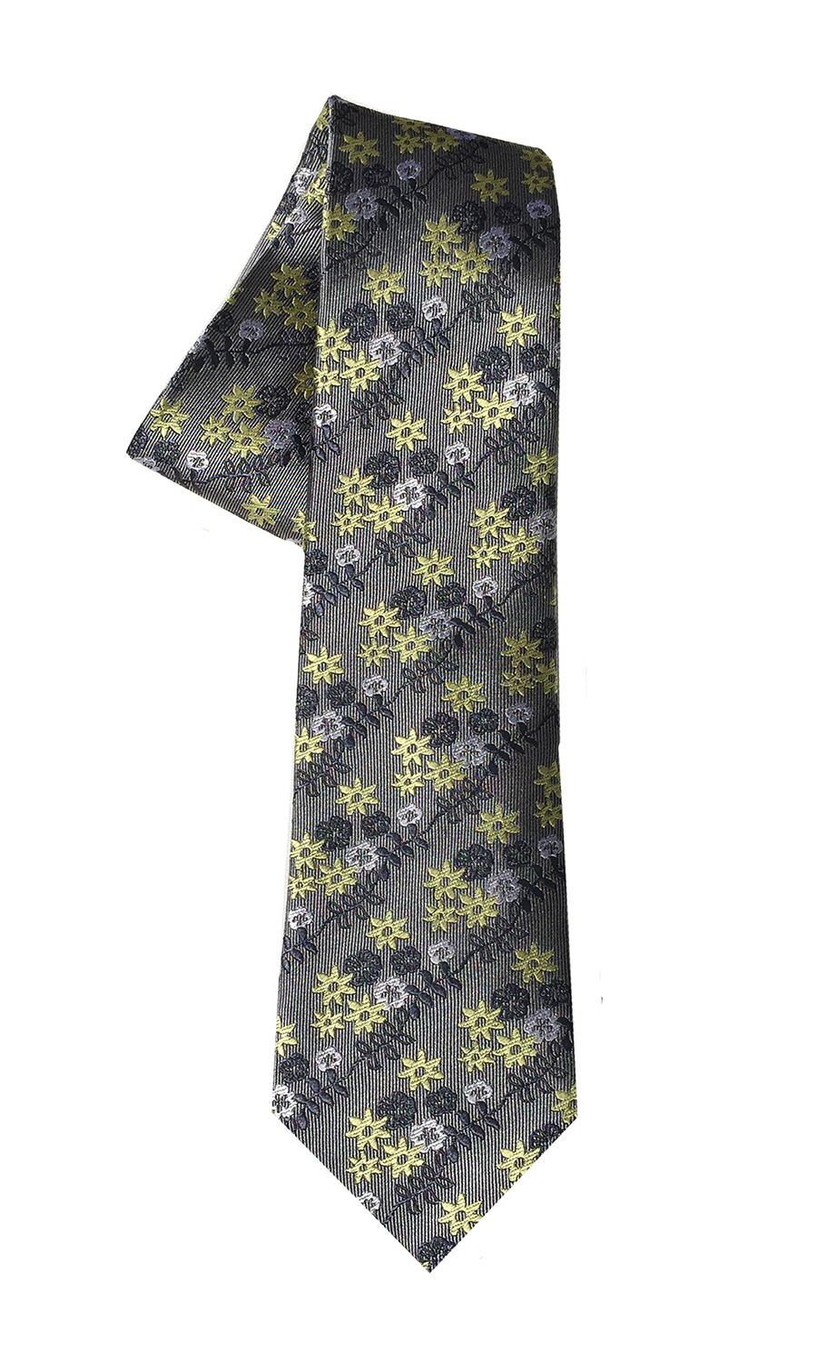 Foxtrot Charlie tie in steel grey and sun (slim)