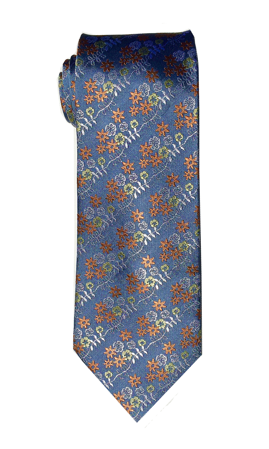 Foxtrot Charlie tie in periwinkle and orange