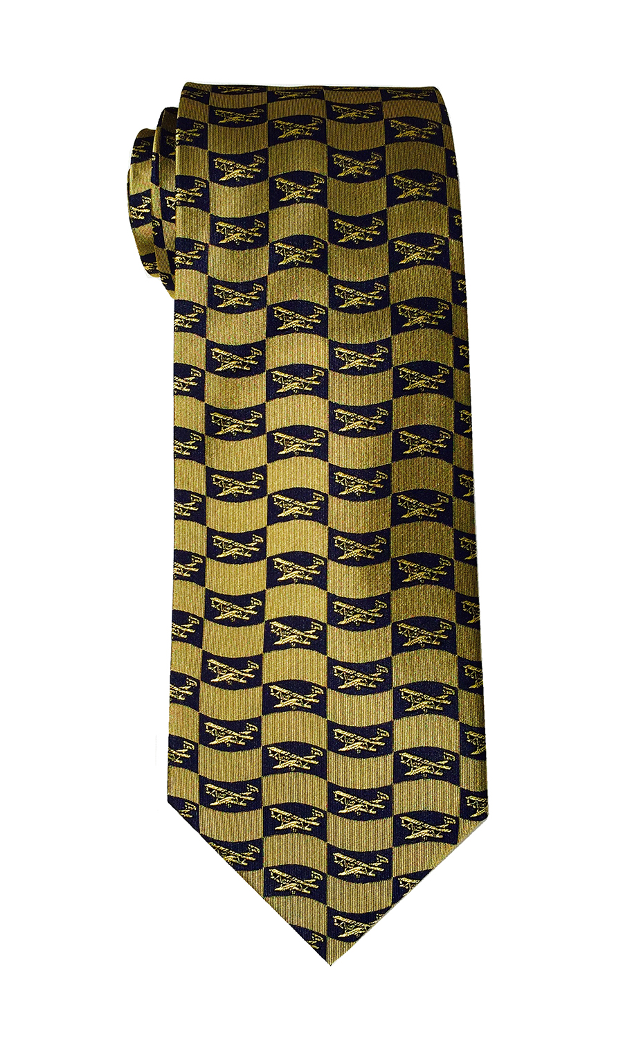 Handley Page airplane tie in midnight and gold