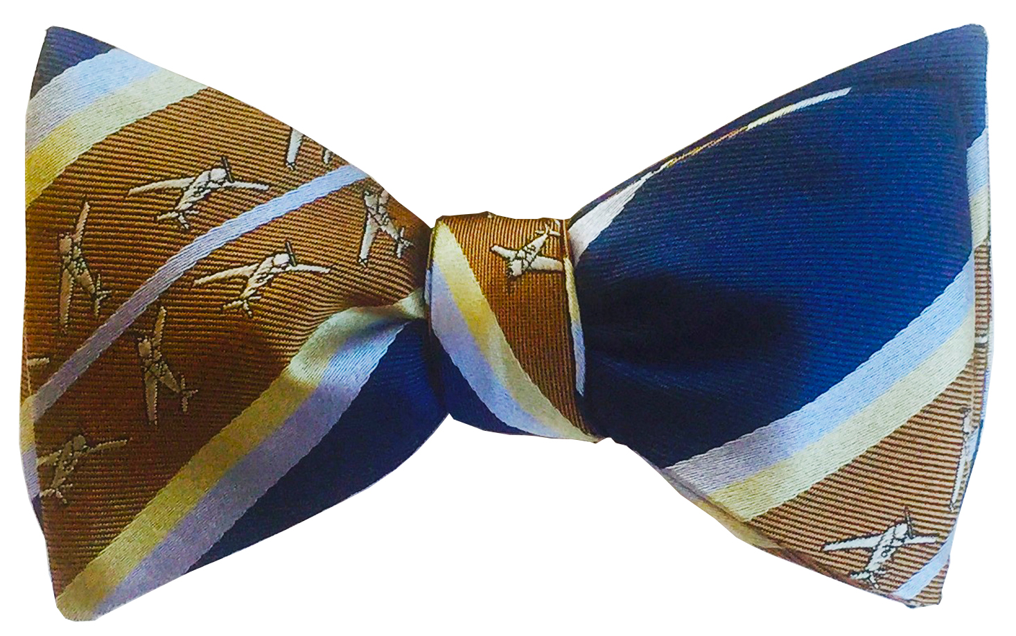 Mooney airplane bow tie in chestnut and navy