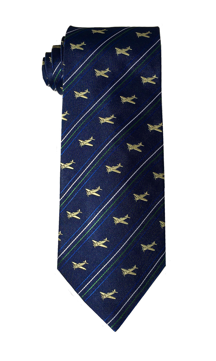 P-47 airplane tie in navy