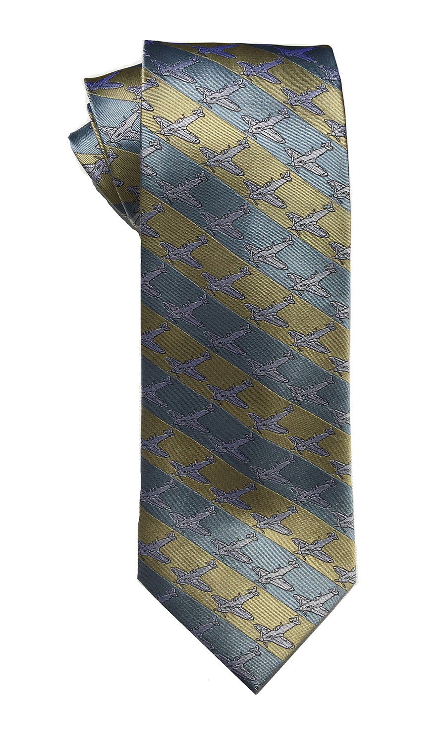 Spitfire airplane tie in sky blue and sun