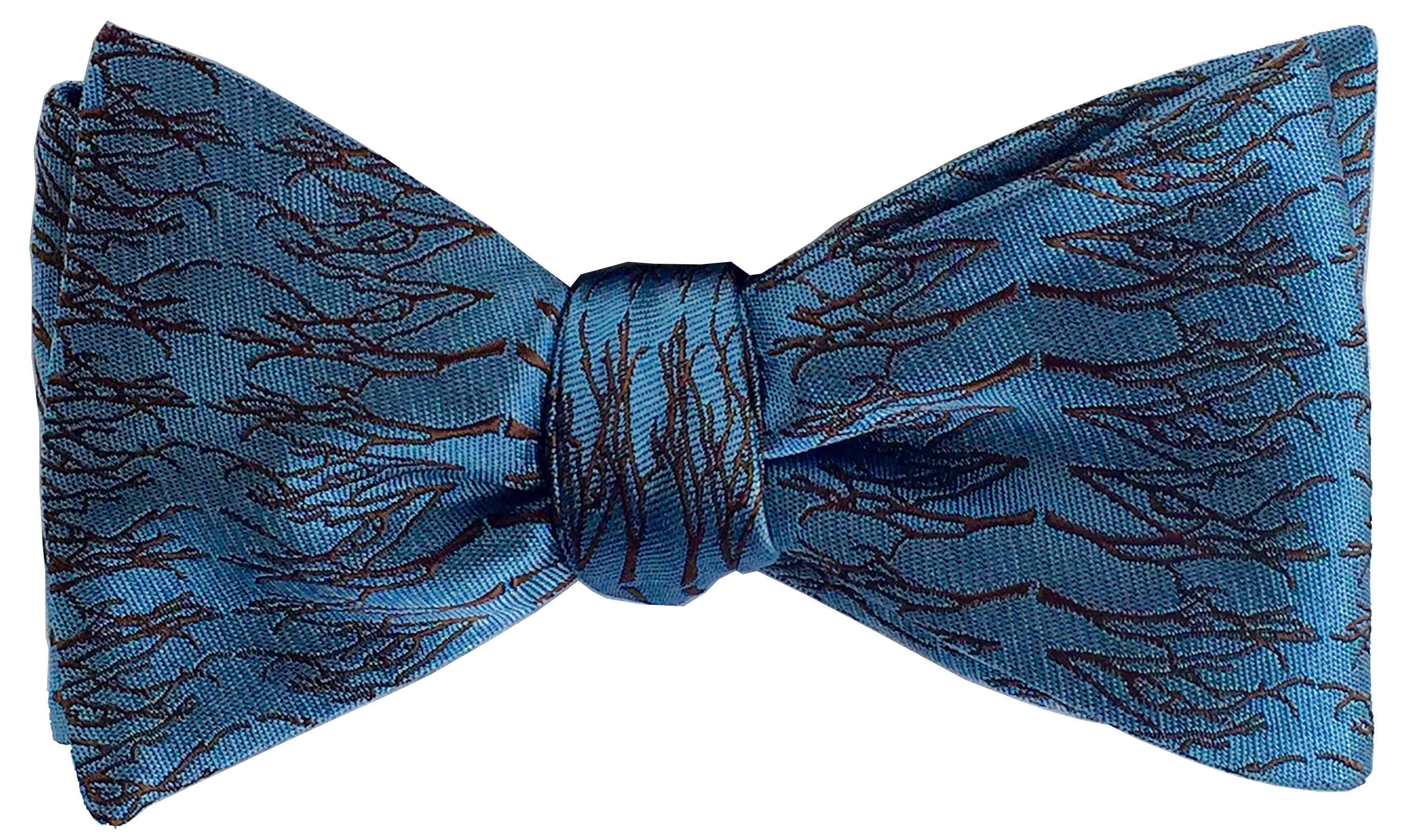 Winter Twig bow tie in Parisian blue and espresso