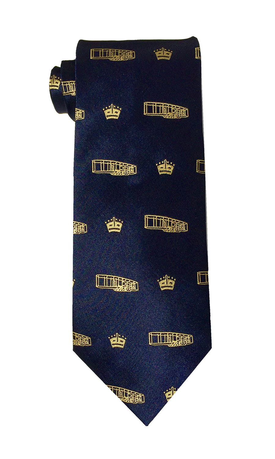 Wright Flyer airplane tie in navy and gold