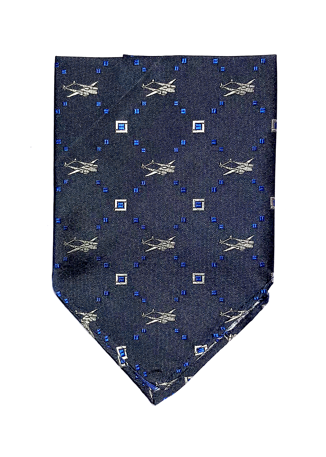 Lightning Night airplane pocket square in navy