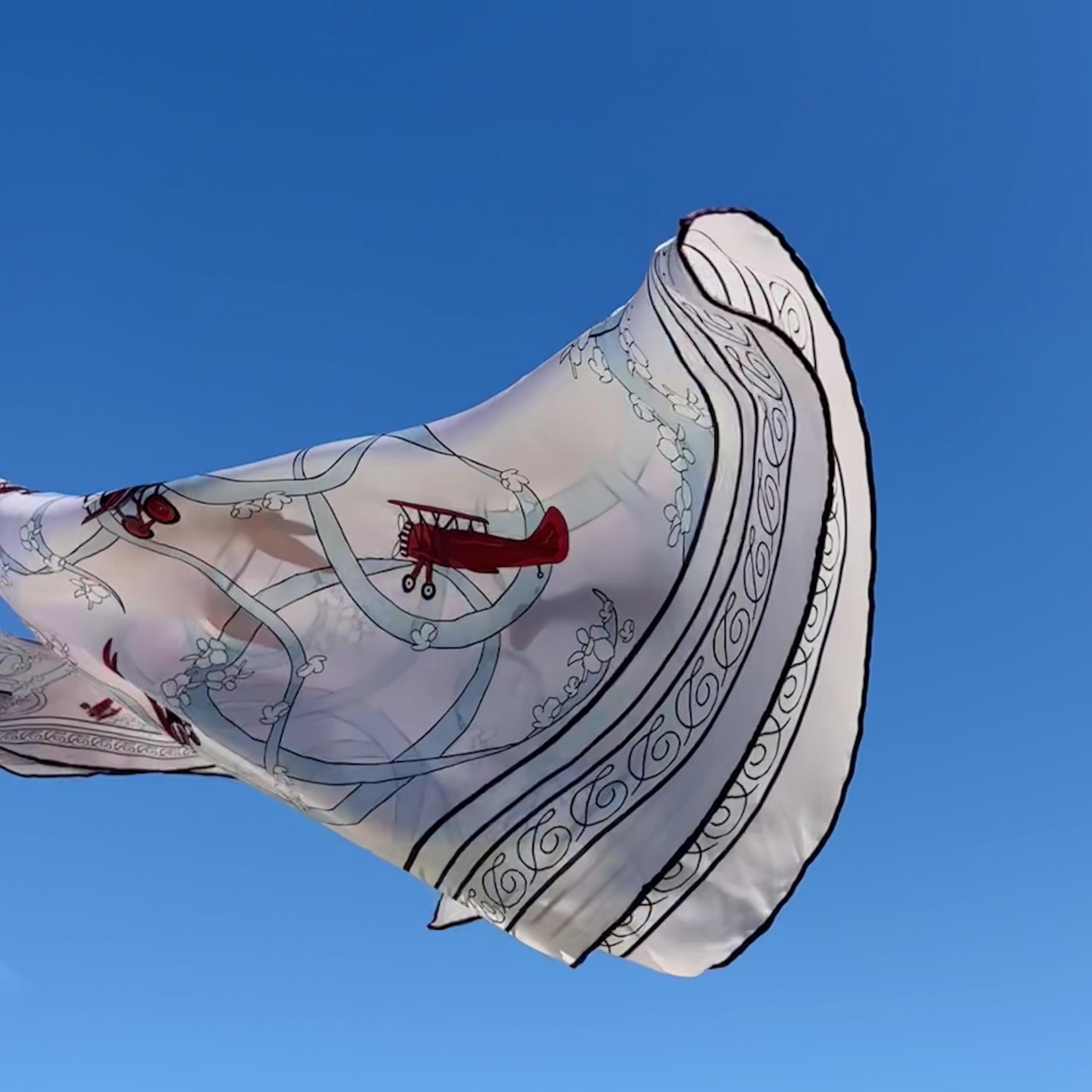 Acrobatic biplane silk scarf by Doppeldecker Design