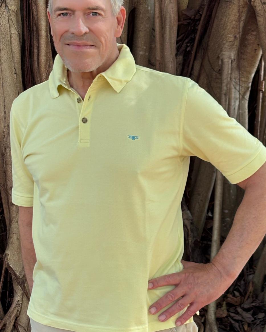 Aviator polo with biplane logo by Doppeldecker Design